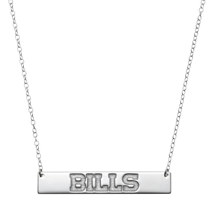 Buffalo Bills Sterling Silver Bar Link Necklace, Women's, Size: 18, Grey