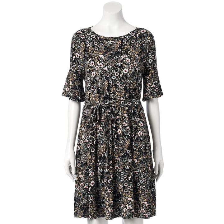 Women's Lc Lauren Conrad Floral Fit & Flare Dress, Size: Xs, White