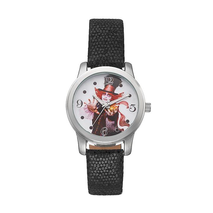 Disney's Alice Through The Looking Glass Mad Hatter Women's Leather Watch, Black