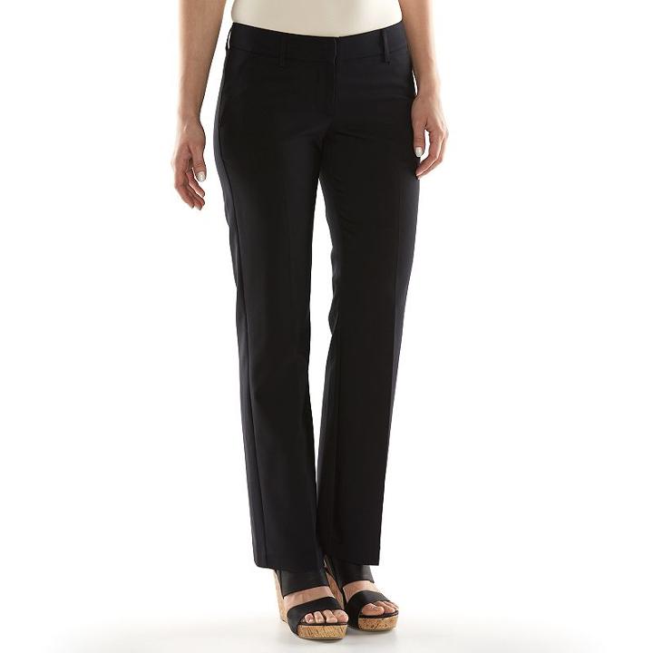 Women's Apt. 9&reg; Torie Modern Fit Straight-leg Dress Pants, Size: 4 Short, Black