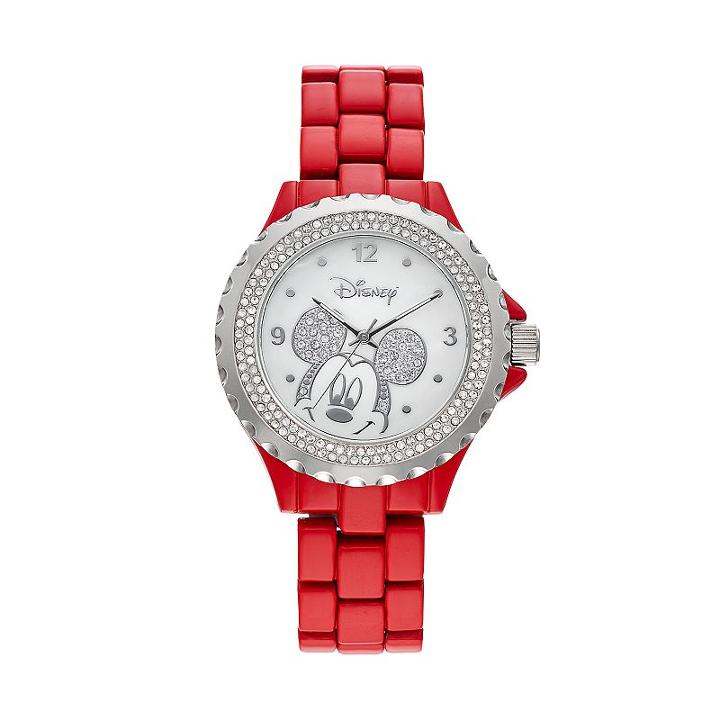 Disney's Mickey Mouse Women's Crystal Watch, Red