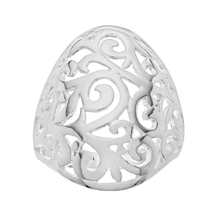 Primrose Sterling Silver Filigree Dome Ring, Women's, Size: 8, Grey