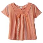 Girls 7-16 & Plus Size Mudd&reg; Foil Print Gauze Peasant Top, Girl's, Size: 14, Lt Orange