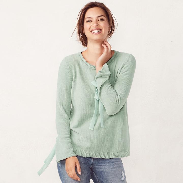 Women's Lc Lauren Conrad Crewneck Sweater, Size: Xl, Med Green