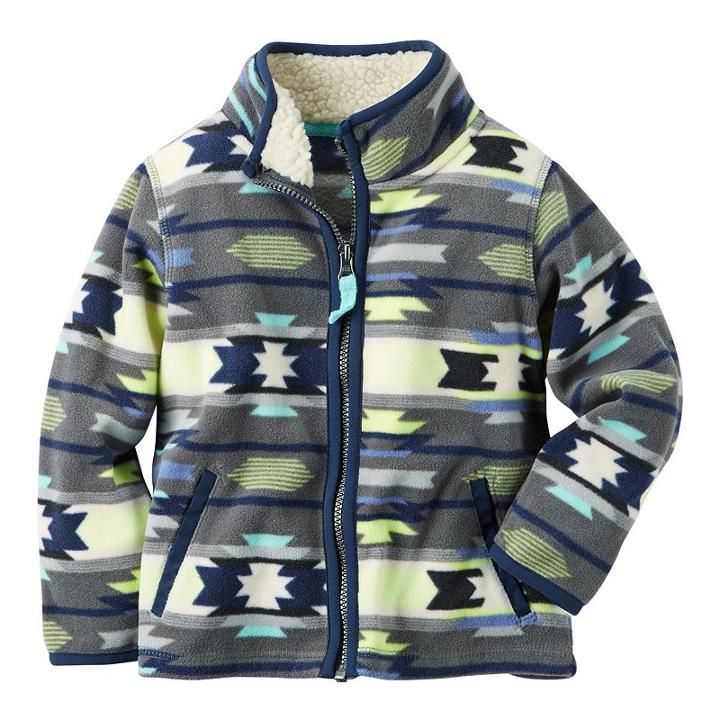 Boys 4-8 Carter's Patterned Microfleece Zip-up Jacket, Boy's, Size: 7, Green