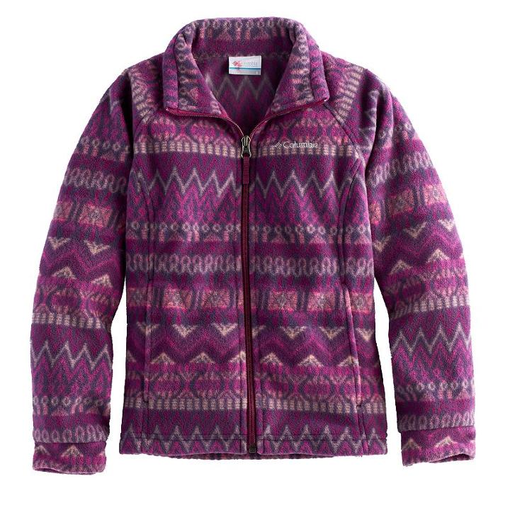 Girls 4-16 Columbia Midweight Printed Fleece Jacket, Size: Xl, Brt Purple