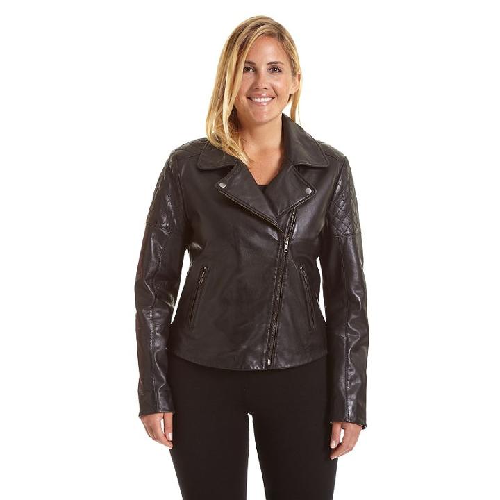 Plus Size Excelled Asymmetrical Leather Motorcycle Jacket, Women's, Size: 1xl, Black