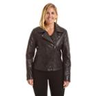 Plus Size Excelled Asymmetrical Leather Motorcycle Jacket, Women's, Size: 1xl, Black