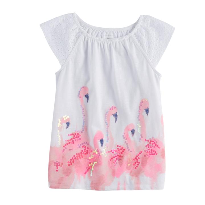 Girls 4-12 Sonoma Goods For Life™ Eyelet Sleeve Top, Size: 8, White