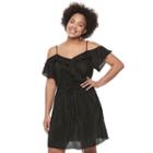 Juniors' Plus Size Candie's&reg; Ruffle Cold Shoulder Dress, Girl's, Size: 2xl, Black