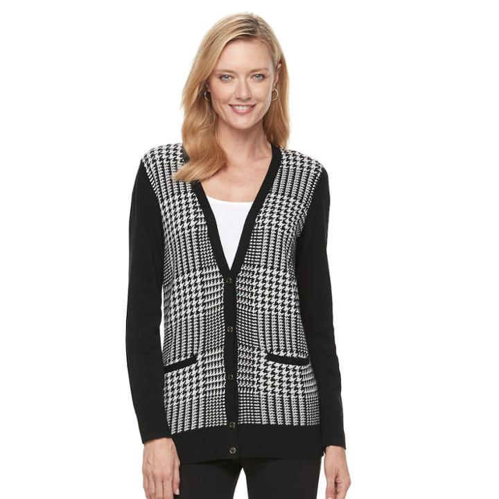 Women's Croft & Barrow&reg; V-neck Button-down Cardigan, Size: Xl, Oxford