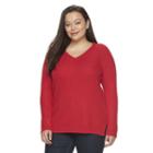 Juniors' Plus Size So&reg; V-neck Tunic Sweater, Girl's, Size: 3xl, Med Red
