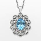 Simply Vera Vera Wang Sterling Silver Blue Topaz And 1/4-ct. T.w. Diamond Pendant, Women's, Size: 18