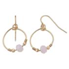 Lc Lauren Conrad Pink Beaded Nickel Free Drop Hoop Earrings, Women's