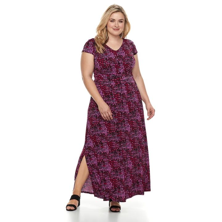 Plus Size Dana Buchman Shirred Maxi Dress, Women's, Size: 0x, Pink