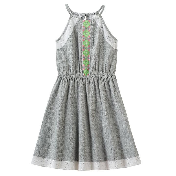 Girls 7-16 & Plus Size So&reg; Eyelet Crinkle Knit Dress, Girl's, Size: L/12, Med Grey