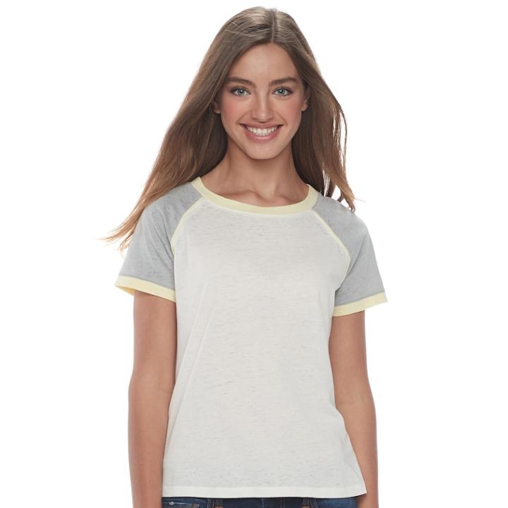 Juniors' Pink Republic Raglan Tee, Teens, Size: Large, White