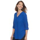 Women's Apt. 9&reg; Roll-tab Chiffon Tunic Top, Size: Xs, Med Blue