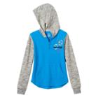 Girls Plus Size So&reg; 1/4 Zip Graphic Fleece Hoodie, Girl's, Size: 20 1/2, Turquoise/blue (turq/aqua)