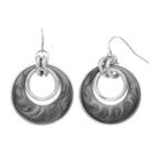 Gray Swirl Circle Link Drop Earrings, Women's, Med Grey