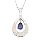 Lab-created Opal & Cubic Zirconia Sterling Silver Teardrop Pendant Necklace, Women's, Size: 18, Blue