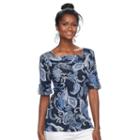 Women's Croft & Barrow&reg; Rolled Button-tab Top, Size: Xl, Dark Blue