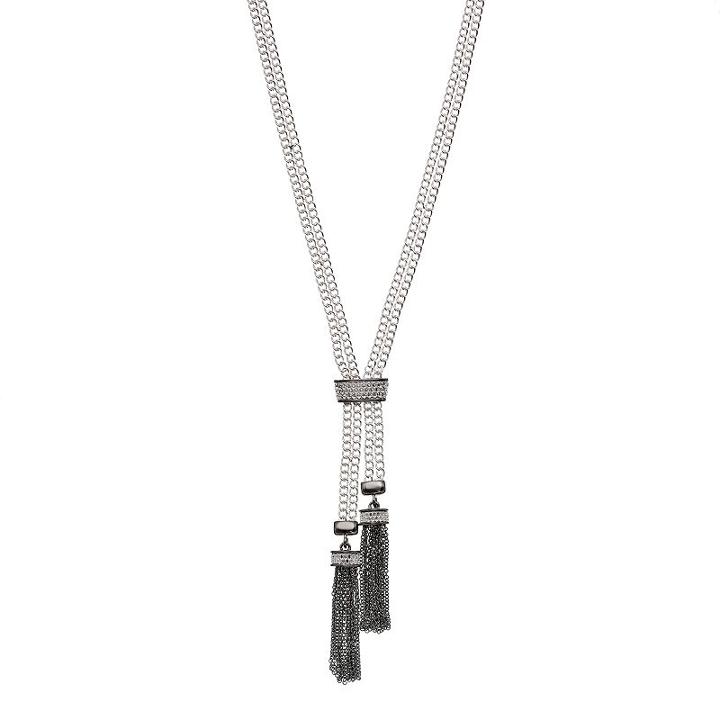 Dana Buchman Two Tone Double Strand Tassel Bolo Necklace, Women's, Multicolor