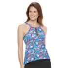 Women's Croft & Barrow&reg; High-neck Tankini Top, Size: 12, Med Blue