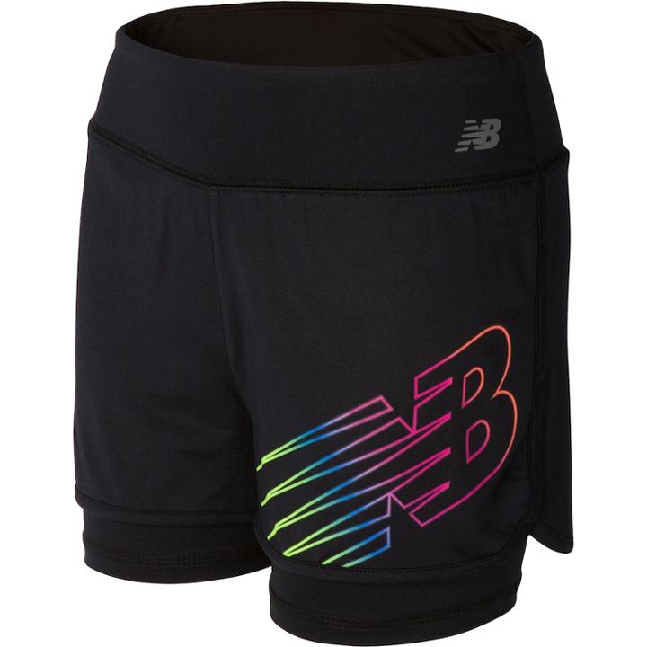 Girls 7-16 New Balance Layered Performance Bike Shorts, Size: Medium, Black