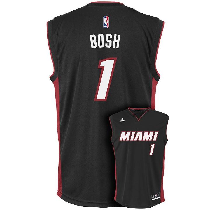 Men's Adidas Miami Heat Chris Bosh Nba Replica Jersey, Size: Xxl, Black