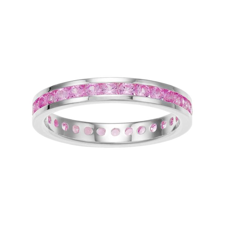 Traditions Sterling Silver Channel-set Pink Tourmaline Birthstone Ring, Women's, Size: 8