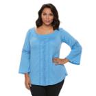 Plus Size French Laundry Smocked-neck Top, Women's, Size: 2xl, Brt Blue