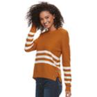 Juniors' Pink Republic Lace-up Striped Sweater, Teens, Size: Medium, Gold