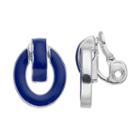 Napier Inlaid Oval Clip On Door Knocker Earrings, Women's, Blue