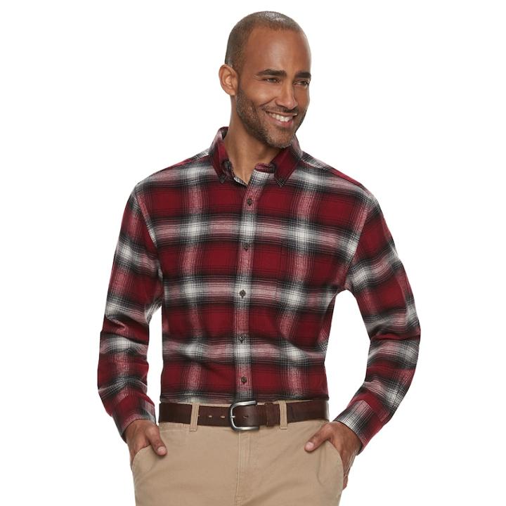 Men's Croft & Barrow&reg; Classic-fit Patterned Flannel Button-down Shirt, Size: Xl, Med Red