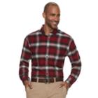 Men's Croft & Barrow&reg; Classic-fit Patterned Flannel Button-down Shirt, Size: Xl, Med Red