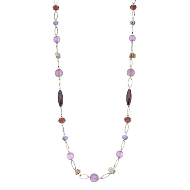 Beaded Long Station Necklace, Women's, Purple
