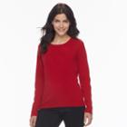 Women's Napa Valley Solid Crewneck Sweater, Size: Large, Red Other