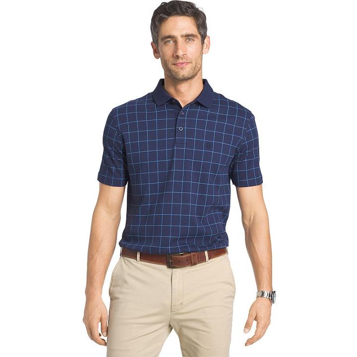 Men's Izod Grid Polo, Size: Large, Dark Blue