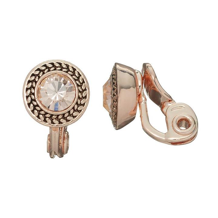Napier Simulated Crystal Round Clip On Earrings, Women's, Pink
