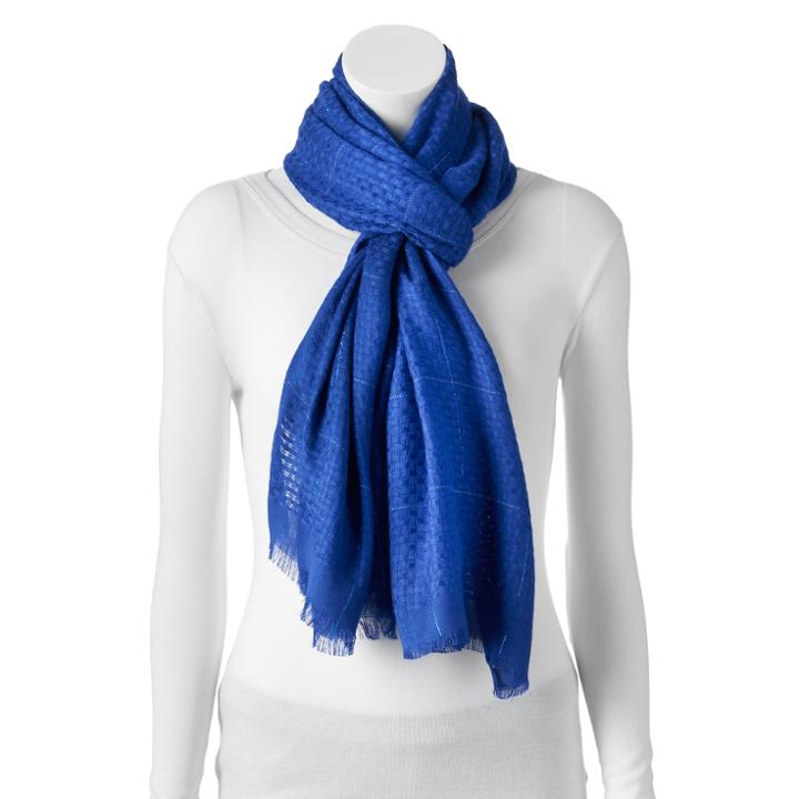 Apt 9&reg; Basket Weave Lurex Pashmina Oblong Scarf, Women's, Blue Other