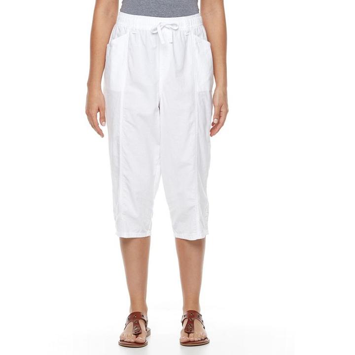 Women's Gloria Vanderbilt Jade Buttoned Capris, Size: Medium, White