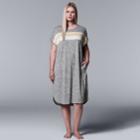 Plus Size Simply Vera Vera Wang Striped Panel Sleepshirt, Women's, Size: 2xl, Med Grey