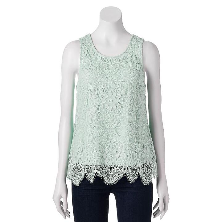 Juniors' Trixxi Scallop Lace Tank, Girl's, Size: Medium, Green Oth