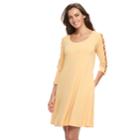 Women's Nina Leonard Strappy-sleeve Shift Dress, Size: Small, Brt Yellow