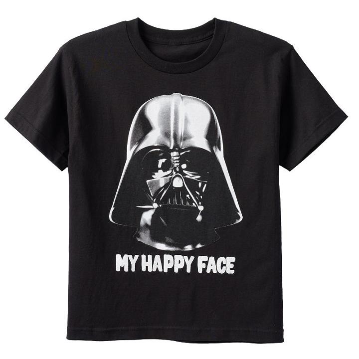 Boys 8-20 Star Wars Darth Vader Happy Face Tee, Boy's, Size: Medium, Black