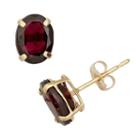 Garnet 10k Gold Oval Stud Earrings, Women's, Red