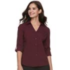 Women's Elle&trade; Solid Roll-tab Shirt, Size: Medium, Med Purple