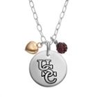 Fiora Crystal Sterling Silver South Carolina Gamecocks Team Logo & Heart Pendant Necklace, Women's, Size: 16, Multicolor