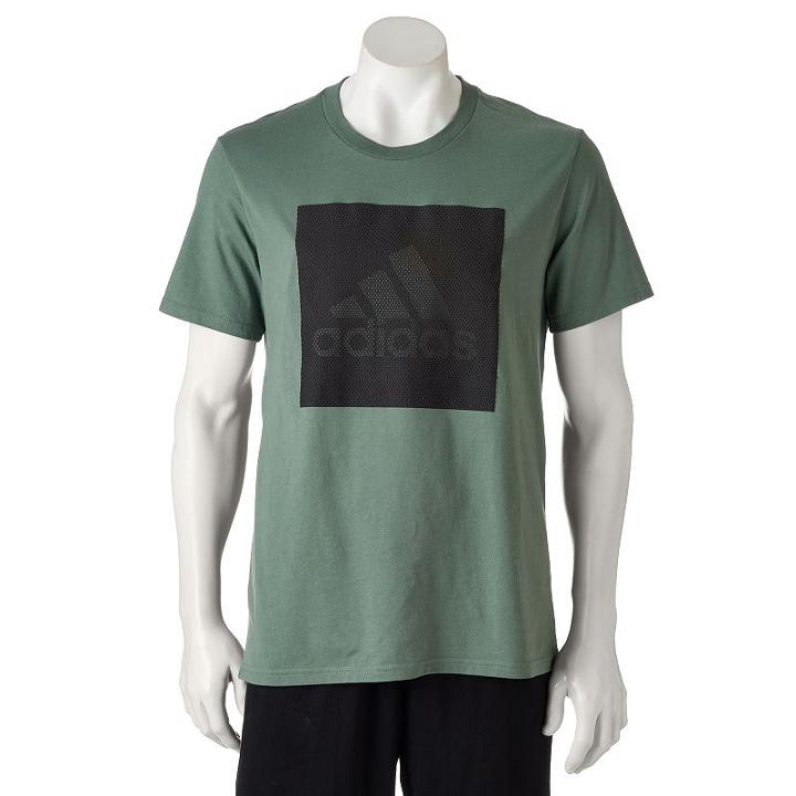 Men's Adidas Mesh Logo Tee, Size: Large, Med Green